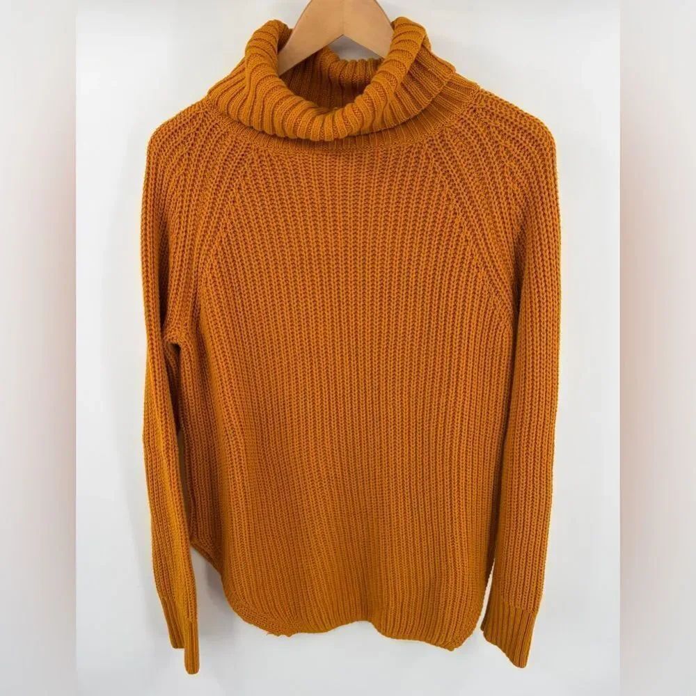 Silence + Noise women’s mustard yellow knit pullover cowl neck sweater size M